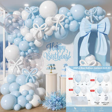 Load image into Gallery viewer, GDGDTOO Light Blue White Bow Balloon Garland Kit, Multi-size Party Balloons for Wedding Birthday Engagement Graduation Universal Party Decor
