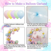 Load image into Gallery viewer, 145PCS Pastel Macaron Unicorn Balloon Garland Arch Kit, Rainbow &amp; Star Balloon Decorations for Unicorn Birthday Party, Baby Shower, Kids Celebration &amp; Photo Backdrop Decor
