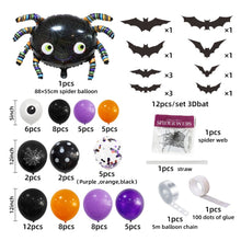 Load image into Gallery viewer, 79PCS Halloween Spider &amp; Spider Web Balloon Set, Purple Black Orange Themed Decor Supplies for Shop Window Display &amp; Party Scene Arrangement
