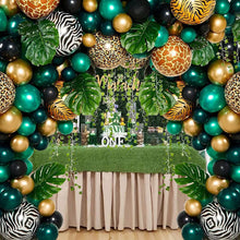 Load image into Gallery viewer, 94PCS Jungle Safari Balloon Garland Kit with Ivy, Monstera &amp; Palm Leaves, Tropical Wild Animal Balloon Arch Set for Birthday Party, Jungle Theme Celebration &amp; Event Backdrop Decorations
