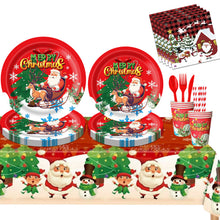 Load image into Gallery viewer, Party decoration in Colombia Party decoration in Colombia Christmas Party Supplies Set Red Santa Disposable Paper Plates Cups Napkins Tableware Kit for Holiday Birthday Party Decorations
