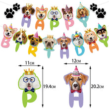 Load image into Gallery viewer, GDGDTOO Cute Puppy Dog Happy Birthday Banner, Paw Print Animal Party Banner with Cake Topper &amp; Cupcake Toppers, Pet Themed Wall Banner Decor, Indoor Outdoor Photo Backdrop Birthday Party Supplies
