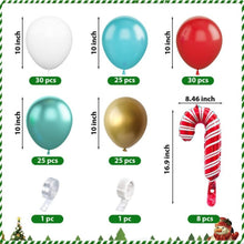 Load image into Gallery viewer, GDGDTOO Christmas Balloon Arch Garland Kit, Red Teal White Gold Balloons for Xmas Winter Holiday Party Decorations
