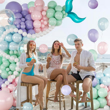 Load image into Gallery viewer, GDGDTOO Pastel Pink Lavender Mint Green Transparent Balloon Arch Garland Kit, Mermaid Under Sea Style Balloons for Birthday Summer Ocean Themed Party Decorations
