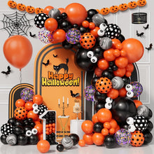 Load image into Gallery viewer, 152PCS Halloween Orange Black Eyeball Balloon Garland Chain Kit, Spooky Decor Supplies for Ghost Festival Party Scene Arrangement
