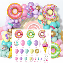 Load image into Gallery viewer, 139PCS Donut Ice Cream Candy Themed Balloon Arch Kit, Sweet Pastel Rainbow Balloons Garland, Sweet Treats Party Decor Supplies for Birthday Baby Shower Sweet One Celebrations
