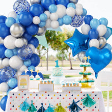 Load image into Gallery viewer, 84PCS Blue Star &amp; Heart Balloon Garland Arch Kit, Blue Theme Balloon Decorations for 1st Birthday Party, Anniversary, Celebration, Dessert Table &amp; Photo Backdrop
