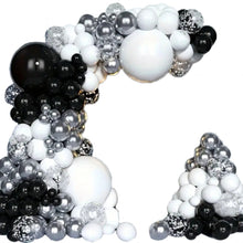 Load image into Gallery viewer, GDGDTOO Black White Silver Balloon Arch Garland Kit, Matte Black White Metallic Silver Transparent Confetti Balloons Set, Modern Monochrome Balloon Garland for Birthday Bridal Shower Wedding Anniversary Graduation Celebration Party Decorations Supplies
