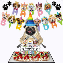 Load image into Gallery viewer, GDGDTOO Cute Puppy Dog Happy Birthday Banner, Paw Print Animal Party Banner with Cake Topper &amp; Cupcake Toppers, Pet Themed Wall Banner Decor, Indoor Outdoor Photo Backdrop Birthday Party Supplies
