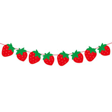 Load image into Gallery viewer, GDGDTOO Sweet Strawberry Happy Birthday Banner, Fruit Themed Party Banner with Hanging Swirls &amp; Cupcake Toppers, Red Berry Wall Banner Decor, Indoor Outdoor Photo Backdrop Birthday Party Supplies
