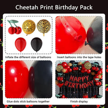 Load image into Gallery viewer, GDGDTOO Vintage Cherry Themed Balloon Arch Kit, Red Black Leopard Pattern Balloon Garland Set for Birthday Celebration Party Supplies
