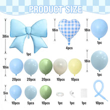 Load image into Gallery viewer, GDGDTOO Sky Blue Sage Green Cream Gingham Heart Balloons Set, Macaron Pastel Tone Balloon Garland for Birthday Bridal Shower Wedding Anniversary Celebration Party Decorations Supplies
