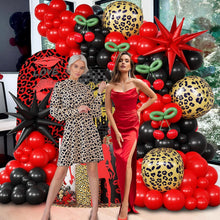 Load image into Gallery viewer, 133PCS Red &amp; Black Balloon Garland Arch Kit, Leopard Print &amp; Starburst Balloon Decorations for Queen Birthday Party, Bachelorette Party, Bridal Shower, Girls Celebration &amp; Photo Backdrop
