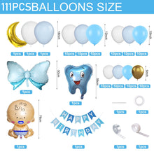 Load image into Gallery viewer, 106PCS Pink White Butterfly Balloon Garland Arch Kit, First Tooth Themed Decor for Baby Shower Birthday Party Backdrop Supplies
