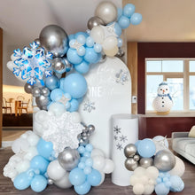 Load image into Gallery viewer, GDGDTOO Winter Ice Snow Balloon Arch Garland Kit, Blue White Silver Balloons for Birthday Christmas Holiday Party Decorations
