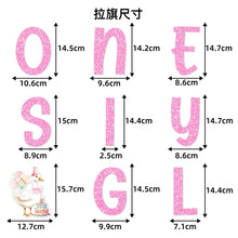 Load image into Gallery viewer, GDGDTOO One Silly Goose Glitter Letter Banner, White Goose Themed Party Banner with Hanging Swirls &amp; Cupcake Toppers, Pink Glitter Wall Banner Decor, Indoor Outdoor Photo Backdrop Celebration Party Supplies
