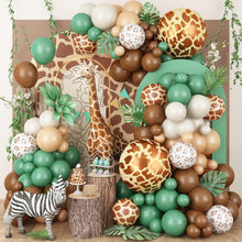 Load image into Gallery viewer, GDGDTOO Wild Safari Animal Themed Balloon Garland Arch Kit, Olive Green Coffee Brown Beige Balloons Set, Jungle Leopard Print Aesthetic Balloon Kit for Birthday Wedding Bridal Shower Holiday Tropical Party Decor
