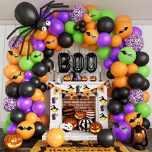 Load image into Gallery viewer, 130PCS Halloween BOO &amp; Bat Spider Balloon Garland Kit, Spooky Balloon Chain Set for Halloween Party Scene Arrangement
