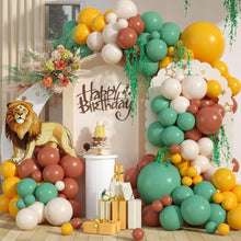 Load image into Gallery viewer, 107PCS Safari Jungle Animal Balloon Garland Arch Kit, Matte Balloon Decorations for Safari Birthday Party, Jungle Theme Celebration, Forest Party &amp; Photo Backdrop

