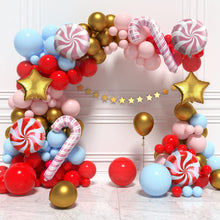 Load image into Gallery viewer, GDGDTOO Pastel Christmas Candy Cane Balloon Arch Kit, Multicolor Balloon Garland Set for Winter Holiday Celebration Party Supplies

