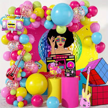 Load image into Gallery viewer, 80s Retro Disco Balloon Arch Garland Kit, Hot Pink Yellow Light Blue Balloon Set for 80s Theme Birthday Party, Anniversary, Disco Night, Retro Celebration &amp; Event Backdrop Decorations
