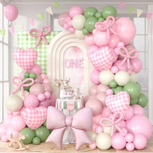 Load image into Gallery viewer, GDGDTOO Pink Sage Green Cream Gingham Heart Balloons Set, Pastel Macaron Tone Balloon Garland for Birthday Bridal Shower Wedding Anniversary Party Decorations

