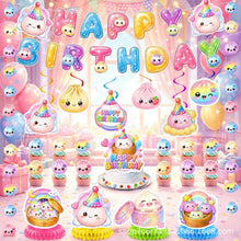 Load image into Gallery viewer, Party decoration in Colombia Party decoration in Colombia Baozi Squishy Theme Birthday Party Supplies Set Banner Spiral Hanging Decorations Baby Shower Kids Birthday Party Decorations
