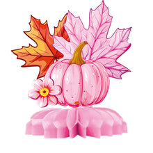 Load image into Gallery viewer, GDGDTOO Fall Pumpkin Honeycomb Party Centerpieces, Autumn Maple Leaf Table Decorations, Pink Pumpkin Themed Honeycomb Table Toppers for Indoor Holiday Dessert Table Celebration Party Supplies
