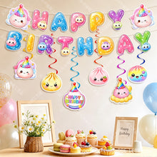 Load image into Gallery viewer, Party decoration in Colombia Party decoration in Colombia Baozi Squishy Theme Birthday Party Supplies Set Banner Spiral Hanging Decorations Baby Shower Kids Birthday Party Decorations
