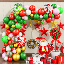 Load image into Gallery viewer, GDGDTOO Christmas Balloon Arch Garland Kit, Red Green Gold Pink White Balloons for Xmas Winter Holiday Party Decorations
