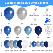 Load image into Gallery viewer, GDGDTOO Cool Blue Silver White Multi-size Balloon Arch Garland Kit, Decorative Party Balloons for Holiday Birthday Graduation Bridal Shower Engagement Backdrop Ornaments
