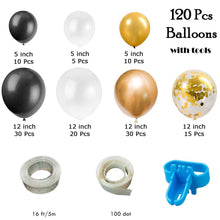 Load image into Gallery viewer, GDGDTOO Black Gold White Confetti Balloon Garland Arch Kit, Party Balloon Set for Christmas Holiday Wedding Graduation Bachelorette Engagement Party Decorations Supplies
