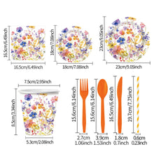 Load image into Gallery viewer, 180Pcs Wildflower Party Tableware Set, Floral Disposable Plates Cups Napkins Cutlery for 20 Guests, Spring Flower Party Supplies for Wedding, Bridal Shower, Birthday &amp; Events
