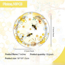 Load image into Gallery viewer, 80PCS Bee Theme Party Supplies Set, Disposable Tableware with Paper Plates, Cups &amp; Napkins, Honey Bee Party Decorations for Birthday, Garden Party &amp; Celebration
