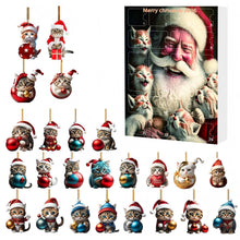 Load image into Gallery viewer, Christmas Party Supplies 24-Day Advent Calendar Surprise Box with Cartoon Kitten Acrylic Pendant Christmas Tree Ornament Countdown Decorations for Holiday Home Decor Gift
