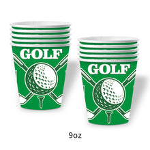 Load image into Gallery viewer, 90PCS Golf Themed Disposable Tableware Party Supplies Set, Golf Paper Plates, Napkins, Paper Cups &amp; Drinking Straws Kit, Sport Golf Table Decorations for Men Birthday, Retirement, Backyard Friend Gathering, Party Indoor Outdoor Layout Ornaments
