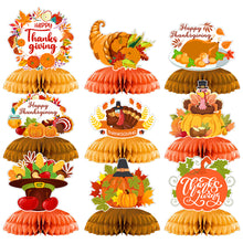 Load image into Gallery viewer, GDGDTOO Thanksgiving Day Party Centerpieces, Fall Harvest Honeycomb Table Decorations, Turkey Pumpkin Cornucopia Maple Leaf Honeycomb Centerpieces for Indoor Outdoor Holiday Dining Table Party Supplies
