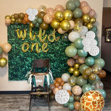 Load image into Gallery viewer, GDGDTOO Wild Safari Animal Themed Balloon Garland Arch Kit, Olive Green Coffee Brown Beige Balloons Set, Jungle Leopard Print Aesthetic Balloon Kit for Birthday Wedding Bridal Shower Holiday Tropical Party Decor
