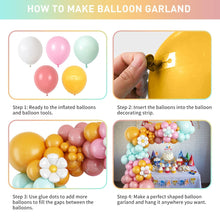 Load image into Gallery viewer, 144PCS Pastel Macaron Daisy Balloon Garland Kit, Mint Green &amp; Light Pink Balloon Arch Decorations with Daisy Balloons for Birthday, Wedding, Baby Shower, Dessert Table &amp; Party Backdrop
