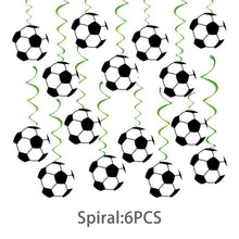 Load image into Gallery viewer, 108PCS Soccer Themed Party Decorations Set Serves 40, Soccer Birthday Supplies with Plates, Napkins, Banner, Hanging Swirls, Balloons, Tablecloth for Soccer Sports Birthday Table Decorations
