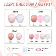 Load image into Gallery viewer, 122PCS Retro Pink Balloon Garland Kit, Pink Balloon Arch Decoration Set for Grand Opening, Birthday Party, Wedding Celebration &amp; Event Backdrop Decor
