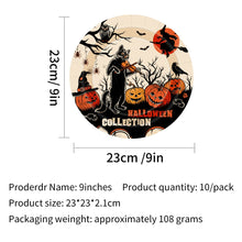 Load image into Gallery viewer, 90PCS Halloween Pumpkin &amp; Black Cat Party Supplies Set, Spooky Halloween Decorations with Disposable Paper Plates, Cups, Napkins &amp; Cutlery, Black Cat Theme Tableware for Costume Party, Birthday &amp; Family Gathering
