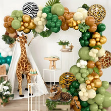 Load image into Gallery viewer, 127PCS Jungle Wild Animal Balloon Garland Arch Kit, Tiger Leopard Print Balloons for Jungle Themed Birthday Party Scene Decorations
