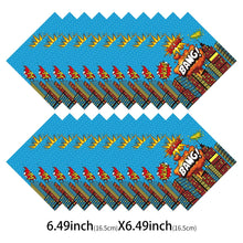 Load image into Gallery viewer, 91PCS City Superhero Themed Disposable Tableware Party Supplies Set, Hero Cityscape Paper Plates, Napkins, Paper Cups, Forks Spoons &amp; Knives Kit, Hero Birthday Table Decor for Friend Gathering, Superhero Theme Indoor Celebration Layout Ornaments
