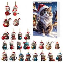 Load image into Gallery viewer, Christmas Party Supplies 24-Day Advent Calendar Surprise Box with Cartoon Kitten Acrylic Pendant Christmas Tree Ornament Countdown Decorations for Holiday Home Decor Gift
