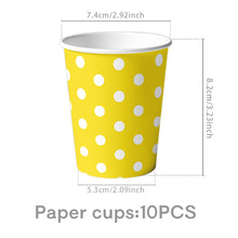 Load image into Gallery viewer, 82PCS White Polka Dot Birthday Party Supplies Set, Disposable Paper Plates &amp; Tableware with Decorative Banner and Triangle Pennant Flags for Birthday, Cake Table &amp; Party Decorations
