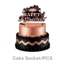 Load image into Gallery viewer, 50PCS Rose Gold Happy Retirement Party Decorations Set, Retirement Supplies with Banner, Hanging Swirls, Balloons, Cake &amp; Cupcake Toppers for Women Men Retirement Theme Party Decor
