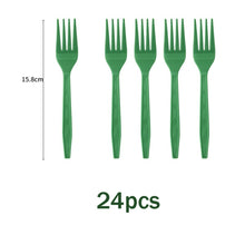 Load image into Gallery viewer, 96PCS Jungle Safari Animal Themed Disposable Tableware 4-in-1 Set, Paper Plates Napkins Cups Plastic Forks Birthday Party Supplies
