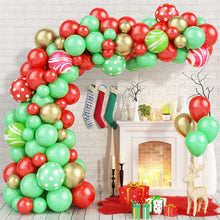 Load image into Gallery viewer, GDGDTOO Christmas Balloon Arch Garland Kit, Red Green Gold Polka Dot Balloons for Xmas Holiday Party Decorations
