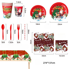 Load image into Gallery viewer, Party decoration in Colombia Party decoration in Colombia Christmas Party Supplies Set Red Santa Disposable Paper Plates Cups Napkins Tableware Kit for Holiday Birthday Party Decorations
